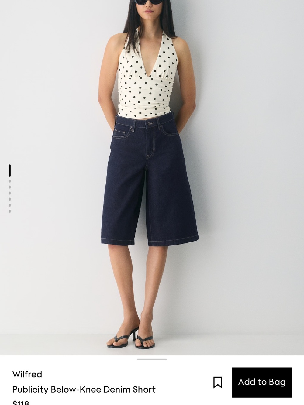 Wilfred publicity low rise Wide-Leg Below-Knee Denim Shorts